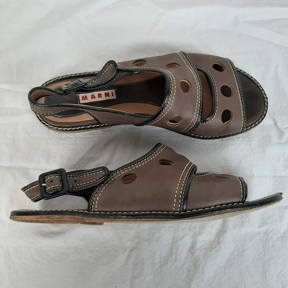 Marni Leather Flat Slingback Slides